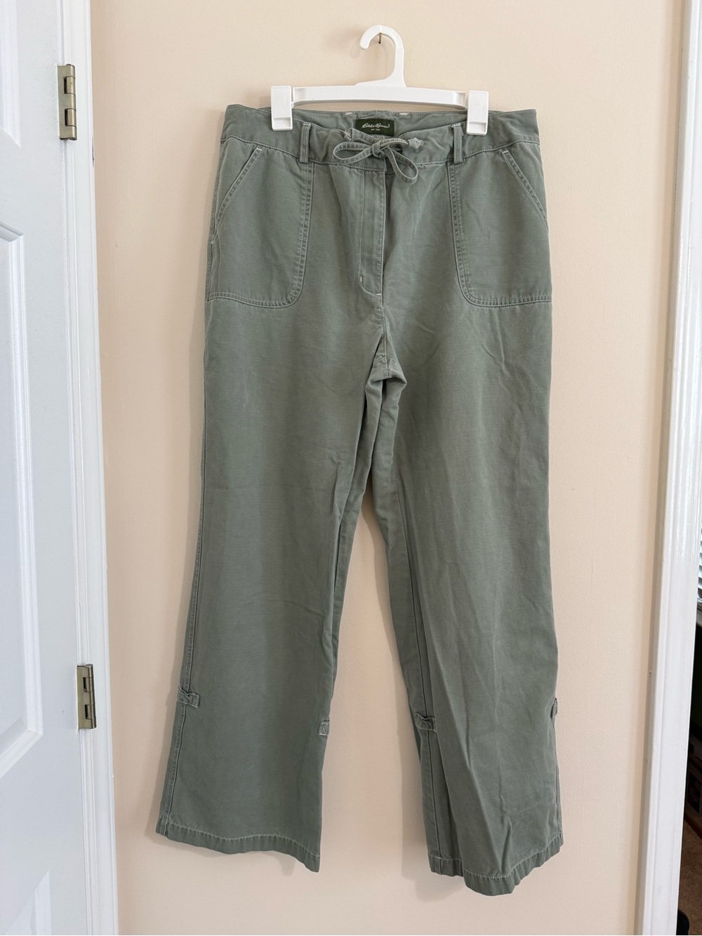 Eddie Bauer Olive Drawstring Chinos Women’s 16R 100% Cotton